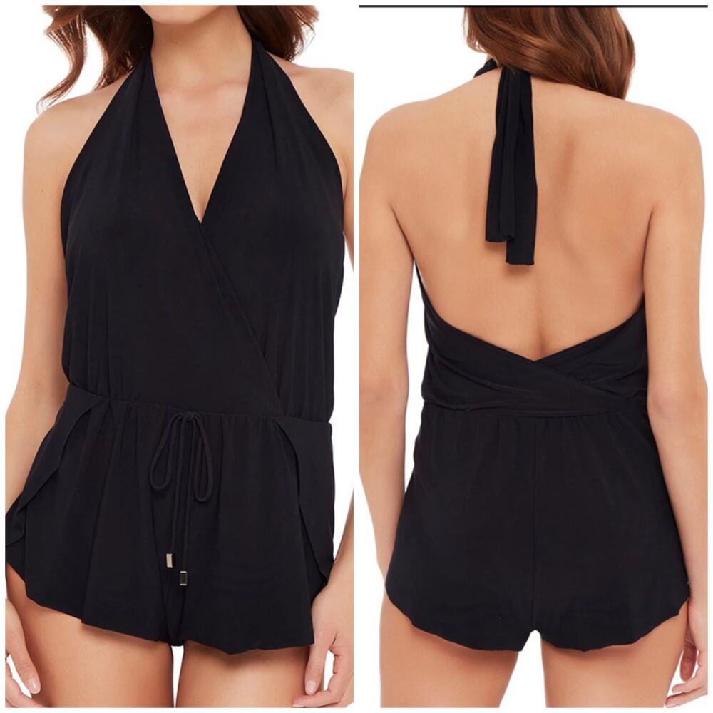 Magicsuit NWT Bianca One Piece Romper Swimsuit Black Size 14 Halter Wireless Bra